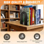 10-Inch Heavy Duty Bookends,Heavy Weighted Bookends for Bookshelf (2 Pairs) - Image 3