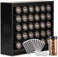 AllSpice Spice Rack Organizer, Wood, 525 Unique Labels, Countertop or Wall Mount, Includes 30 4oz Jars- Matte Black by AllSpice