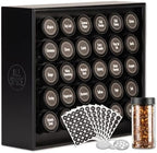 AllSpice Spice Rack Organizer, Wood, 525 Unique Labels, Countertop or Wall Mount, Includes 30 4oz Jars- Matte Black by AllSpice