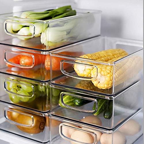 Kingrol 8 Pack Plastic Storage Bins for Freezer, Pantry, Countertop, Cabinet Organization, Stackable Food Storage Organizer with Handles, BPA Free, 10 x 6 x 3 Inch, 10 x 4 x 3 Inch - Image 6