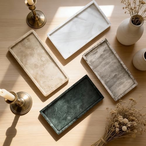 Natural Marble Vanity Bathroom Tray, 12 x 6 Inch Home Decor - Image 4