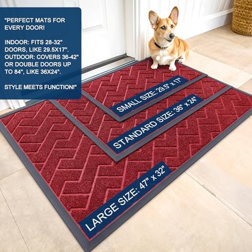 OLANLY Front Door Mat Outside 35x23, All-Season Absorbent Rubber Doormat - Image 2