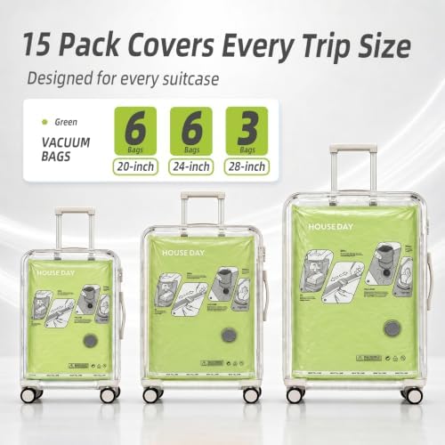 HOUSE DAY Vacuum Storage Bags for Travel 15-Pack, Premium Space Saver Bags - Image 2
