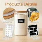 HomArtist Glass Jars with Bamboo Lids [Muti Size Set of 5], Glass Canisters with Airtight Lids, Glass Food Storage Containers for Pasta, Oats, Coffee, Flour, Sugar, Rice, Best for Kitchen & Pantry - Image 4