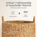 Best Choice Products 2-Piece Round Nesting Baskets W/Handles, Handwoven Water Hyacinth, Plant Holder, Laundry Basket, Storage Organizer, Tote Bins for Bedroom, Living Room, & Laundry Room - Natural - Image 3