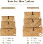 Nonam Large Wicker Basket with Lid,Seagrass Shelf Basket Set of 3,Nautral - Image 5