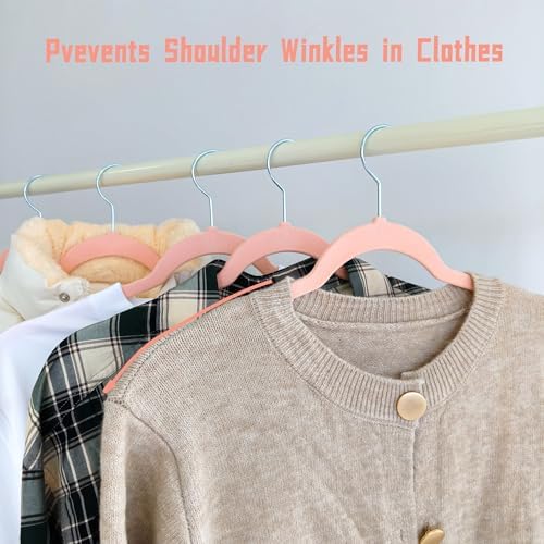 Pink Velvet Hangers 100 Pack, Adult Hangers Anti-Slip Slim Space Saving Hangers with 360° Swivel Hook, 17.5 Inch Clothes Hangers for Coats,Sweater,Jackets,Dresses, Shirts, Suits & T-Shirts - Image 3