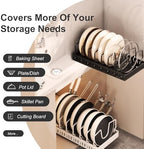 Pots and Pans Organizer Under Cabinet 2 Pack, Pull-Out Cabinet Organizer for Pot Lids, Bakeware, Dishes, 8 Adjustable Dividers (Black - Image 3