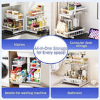 ADBIU 2 Pack Under Sink Organizers and Storage, Height Adjustable 2-Tier Pull Out Cabinet Organizer, Heavy Duty Slide Out Sink Shelf Drawer for Kitchen Bathroom Organization - Image 5