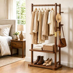 Taitiy Coat Rack Solid Wood Clothes Rack Storage 2 Shelves 5 Hooks by Taitiy