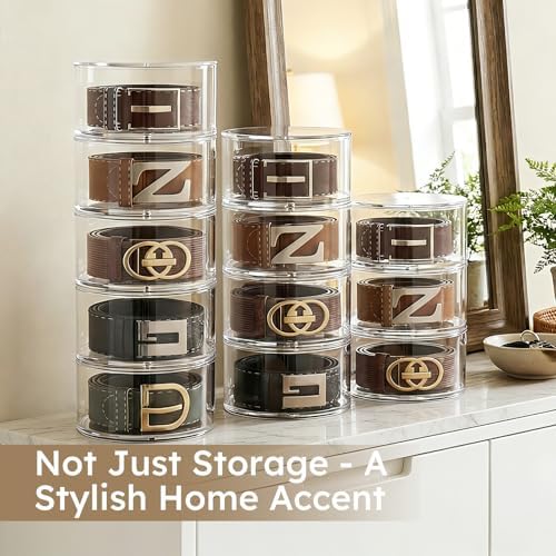 FEMELI Acrylic Belt Storage Organizer For Closet 4-Layer Stackable Belt Box - Image 5
