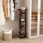 HOMEFORT 7-Tier Wood Shoe Rack, Entryway Shoe Tower,Vertical Shoe Organizer, Wooden Shoe Storage Stand, Rustic Brown - Image 6