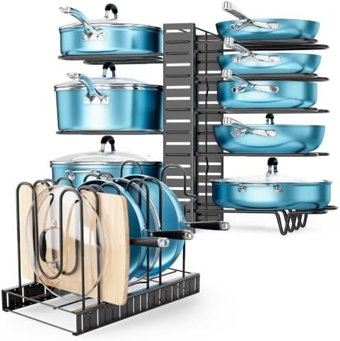 ORDORA Pots and Pans Organizer Under Cabinet 16.6" 8-Tier Adjustable 2-Pack - Image 5