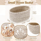 10 Pack Small Woven Baskets, Cotton Rope, Linen - Image 2