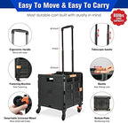 Foldable Utility Cart,Rolling Crate Heavy Duty Shopping Cart with 360° Silent Wheel with Brake System,55L Capacity,Transport Weight up to 177 Pounds,Travel Shopping Moving Luggage Office Use - Image 3