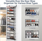 Whitmor 36 Pair Over the Door Shoe Rack,12 Tier Hanging Shoe Organizer with Metal Frame & Mesh Shelves, Heavy Duty Shoe Storage Holder for Door, 74" H x 21.7" W x 7.5" D, Gunmetal Gray - Image 4