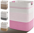 Laundry Hamper, 85L Tall Laundry Basket with Leather Handles, Rectangle Large Clothes Hamper for Organizing, Cotton Woven Laundry Baskets Storage Hampers for Bedroom, Nursery, Living Room by Degeyoyo
