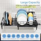 TOOLF Expandable Dish Drying Rack for Kitchen Counter, 16.7-26.8in, Black - Image 5