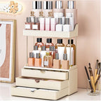 caktraie Bathroom Organizers and Storage - 3 Drawers 2 Tier Makeup Organizer, Cosmetic Storage Drawer for Dresser Countertop and Bathroom Vanity for Large Skincare, Perfume, Cream White by shoeboxesanddeskorganizers