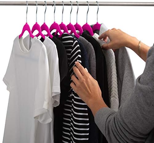 Simplify Slim Velvet Clothes Hangers | 100 Pack | Non-Slip | Shirts | Suit | Pants | Dresses | Garments | Closet Storage & Organization | Durable | Fuchsia - Image 4