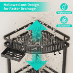 HapiRm Standing Corner Shower Caddy - 2 Tier Shower Organizer Corner with Soap Holder and 2 Hooks, Rustproof Bathroom Storage Shelves with Adhesives, Black - Image 3