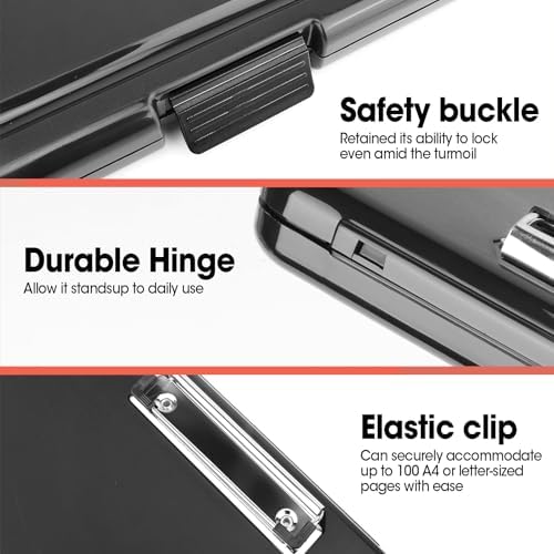 6 Pack Clipboard with Storage, High Capacity Storage Clipboard 8.5 x 11 with Pen Holder, Letter / A4 Size, Inner Plastic Folder Attached for Teacher Office Home, Size 13.4 x 9.4 x 0.9 in - Image 5