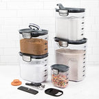ProKeeper+ Airtight Food Storage Container Set – Clear Plastic Flour and Sugar Canister Set with Magnetic Accessories for Kitchen Organization (Grey, 9-Piece) - Image 3