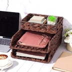 Geelin 3 Pack Water Hyacinth Woven Stackable Letter Paper Tray, Brown - Image 5