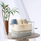 TeoKJ Storage Basket 3 Pack for Organizing, Cotton Rope Baskets for Toy, Clothes, Blankets, Decorative Basket for Living Room, Nursery, Bathroom, White & Gray - Image 3