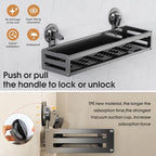 Suction Cup Shower Caddy with 5 Hooks & Towel Rrack 15.7inch Grey - Image 3