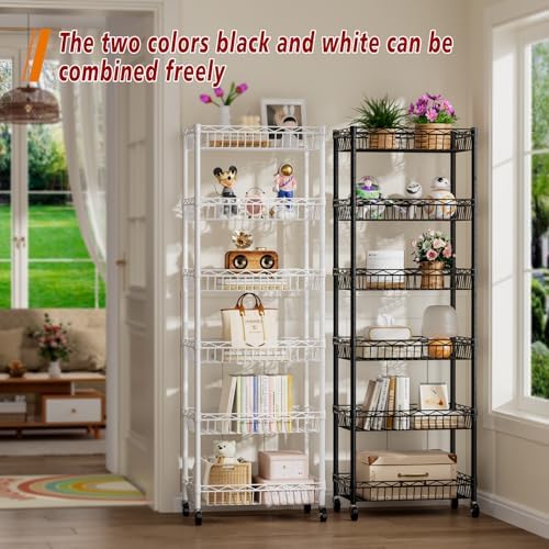 Golpart Basket Shelves Closet Rack with Wheels Metal Pantry Wire Shelf Unit - Image 6