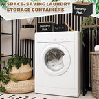 Dandat 2 Pcs Wood Rustic Laundry Dryer Sheet Holder Pod Container with Lid 8.7 x 6.3 x 6.4 Inch Laundry Pod Holder 7.3 x 3.7 x 5 Inch Dryer Sheet Dispenser Wooden Box Container(Black) - Image 4