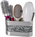Creative Scents Crackled Glass Silver Toothbrush and Toothpaste Holder for Bathroom - Decorative Bathroom Counter Electric Toothbrush Organizer, 3 Slot, Makeup Brush Holder by CreativeScents