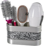 Creative Scents Crackled Glass Silver Toothbrush and Toothpaste Holder for Bathroom - Decorative Bathroom Counter Electric Toothbrush Organizer, 3 Slot, Makeup Brush Holder by CreativeScents
