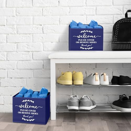 Suzile 6 Pcs Shoe Covers Box Foldable Storage Bin Indoor Disposable Shoe Cover Dispenser Holders for Open Houses Real Estate Agent Supplies Homeowner Booties(Dark Blue) - Image 4
