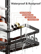 YASONIC Corner Shower Caddy Tension Pole, 25.7-109.1in Adjustable Shower Shelves, Rust-Resistant Shower Organizer, No-Drill 3-Step Installation, Bathroom Shelves for Renters & Family, Black - Image 5