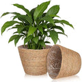 IMIKEYA 2-Pack Seagrass Plant Baskets with Plastic Liners, 9 Inch by IMIKEYA