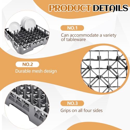 Aurelema 2 Pack Commercial Dishwasher Tray Rack, Peg Dish, Gray - Image 3