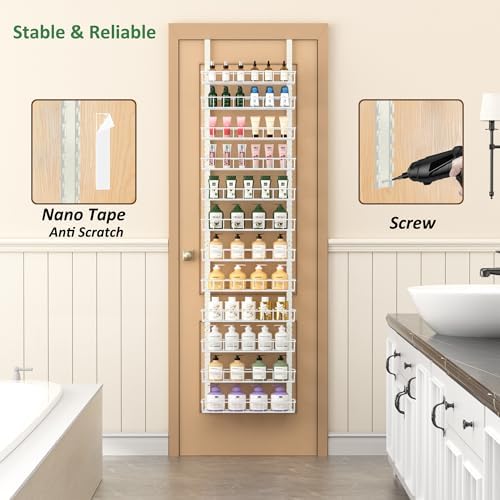 Churboro 12 Tier Over Door Pantry Organizer, 2-in-1 Adjustable Spice Rack - Image 5