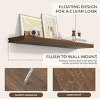 RICHFOCUS Long Floating Shelves for Wall 1Pack, Walnut, 48" Lx8 D - Image 5