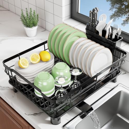 Hiviweer Dish Drying Rack for Kitchen Counter,16.9"L x 12.8"W x 6.1"H,Black by Hiviweer
