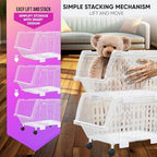 Small Stackable Storage Bins Open Front with Wheels, 4 Pack - Clear - Image 7