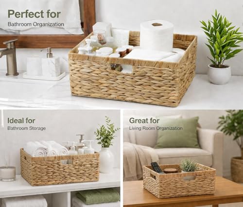 Jumbo Wicker Basket, Rectangular Wicker Basket for Storage, 16.5 x 13 x 7.5 - Image 3