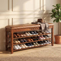 Shoe Rack Bench Entryway Storage with Leather Cushion, 47.2" by Drogenble