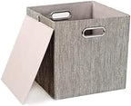 Posprica 3X Thicker Fabric Storage Cubes 13 inch Collapsible Storage Bins for Organization, Cubby Storage Baskets for Organizing Shelf Cabinet Bookcase Boxes, Set of 4, Coffee - Image 2