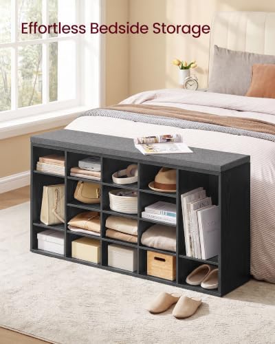 VASAGLE Shoe Bench with Cushion, 20 Compartments, 12 x 47.2 x 24.7 Inches - Image 4