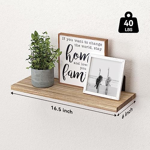 WOPITUES Floating Shelves Set of 6 for Wall Decor & Storage, Rustic Brown - Image 3
