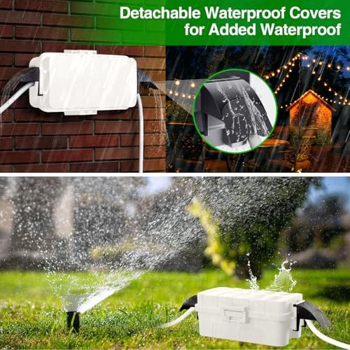 Flemoon Small Outdoor Electrical Box, IP55 Waterproof Extension Cord Cover - Image 3