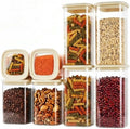 8-Pack Square Glass Pantry Storage Containers Set with Glass Lids by CozNido