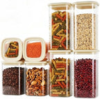 8-Pack Square Glass Pantry Storage Containers Set with Glass Lids by CozNido